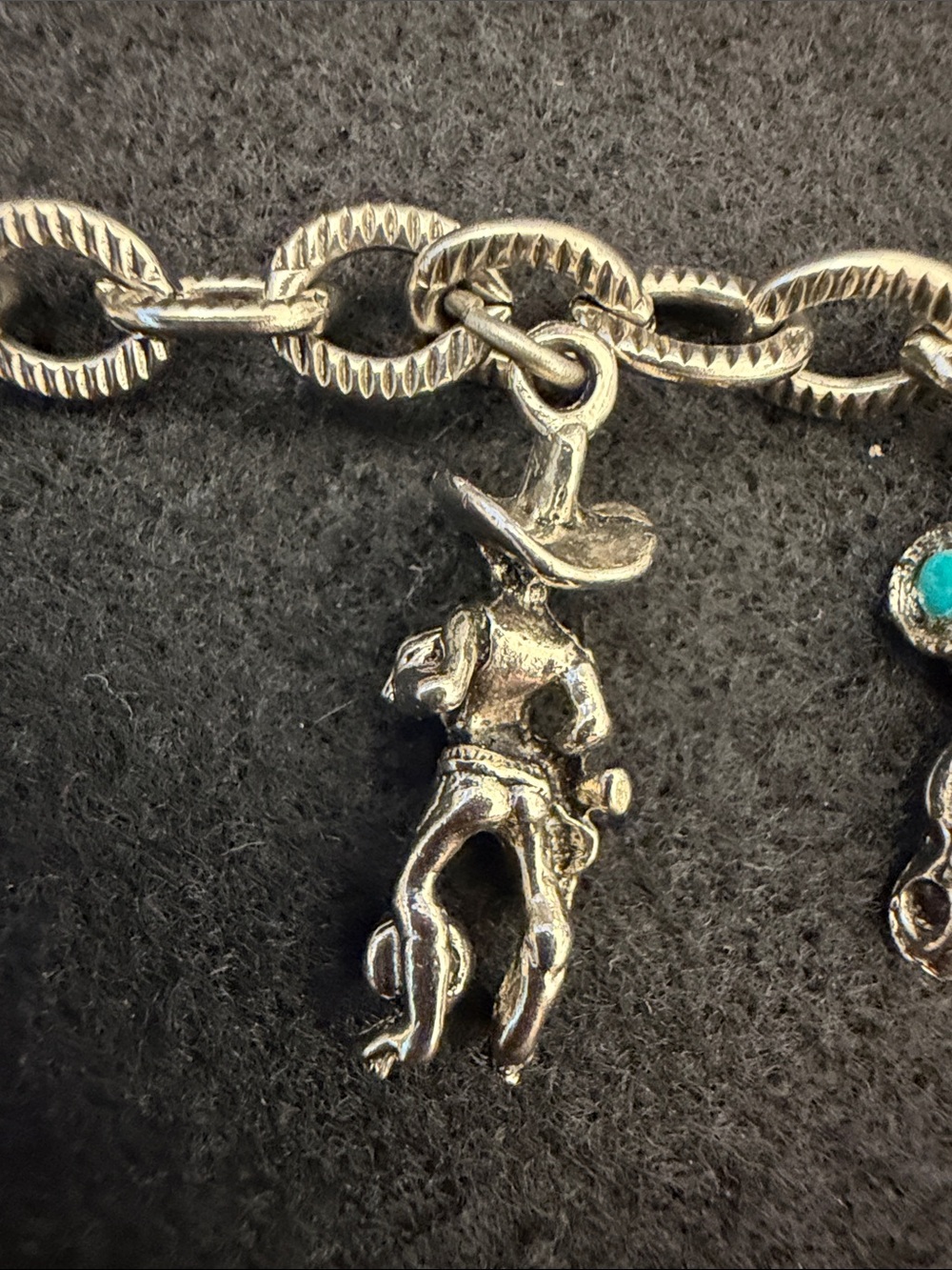 Silver-Tone Western Charm Bracelet with Turquoise Accents - Picture 4 of 10
